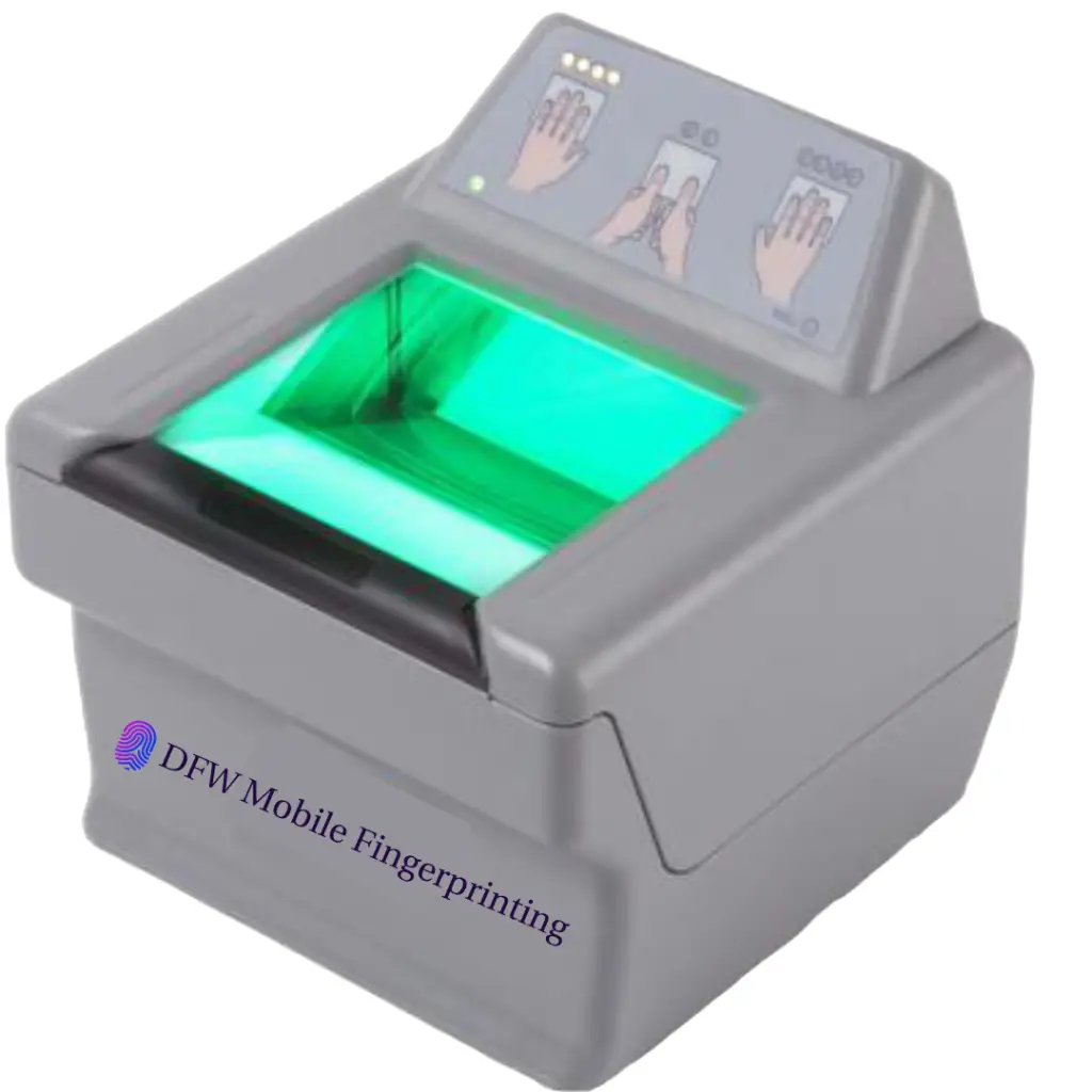 digital fingerprint scanner used by DFW Mobile Fingerprinting for accurate and efficient fingerprinting services.