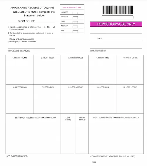 Maryland fingerprint cards Irving TX - CJIS background check fingerprinting service with certified technician completing official Maryland cards