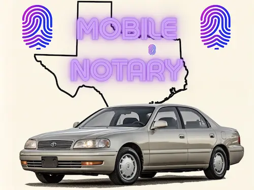 Professional mobile notary services in Irving TX with notary seal and document